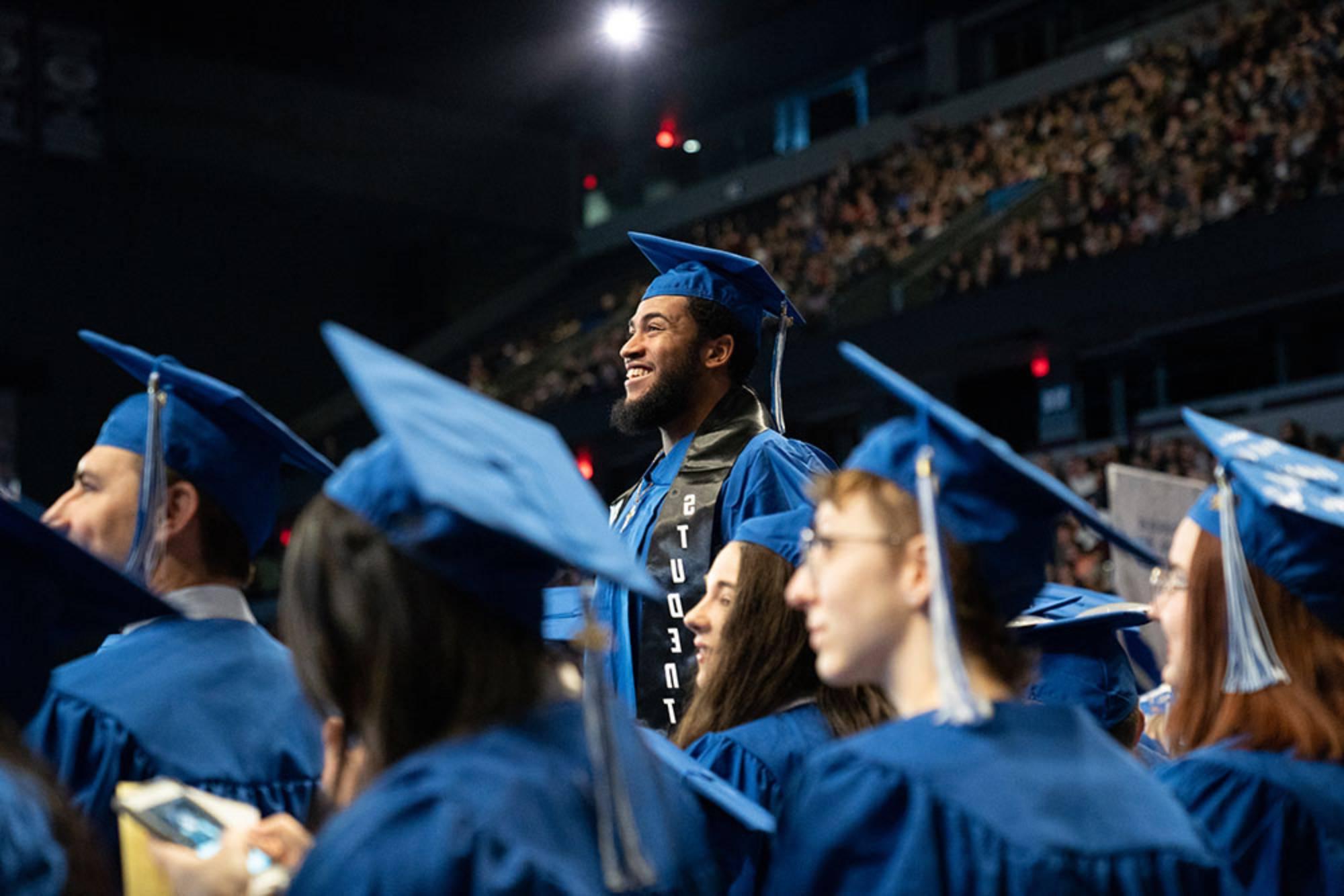 Recent GVSU graduates at Commencement.